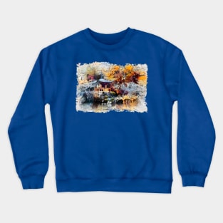 Daigoji Temple Garden. A Good Fortune Postcard Apparel Crewneck Sweatshirt